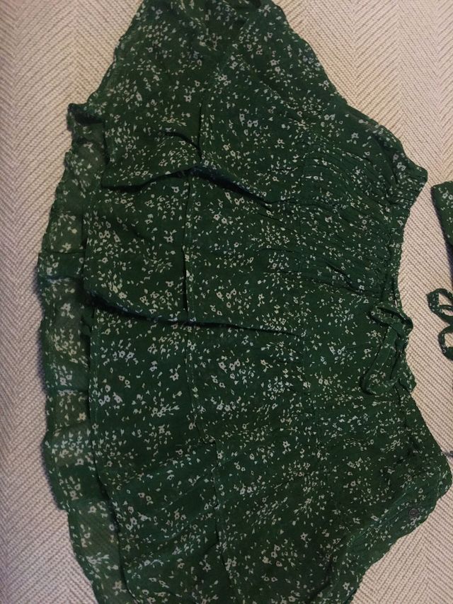 Falda y blusa Brownie verde estampado floral