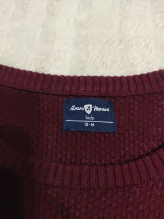 Jersey cuello redondo burdeos niño 13-14 años