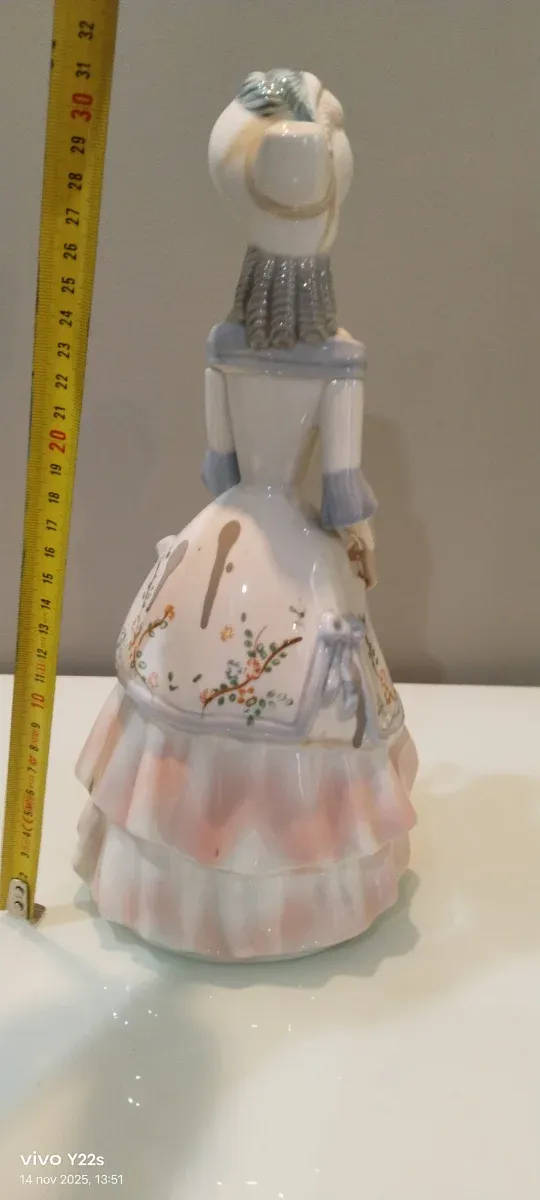 Figurita de porcelana mujer con sombrero