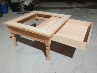 Mesa centro madera maciza rústica 1 cajón