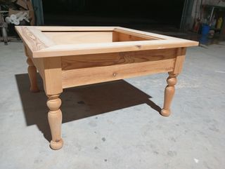 Mesa centro madera maciza rústica 1 cajón