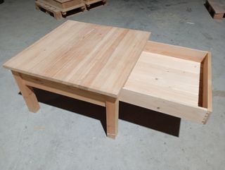 Mesa centro madera maciza rústica 1 cajón