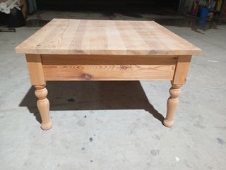 Mesa centro madera maciza rústica 1 cajón