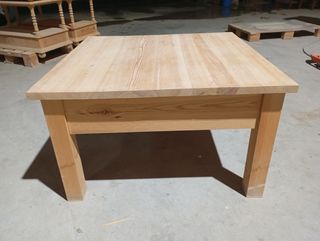 Mesa centro madera maciza rústica 1 cajón