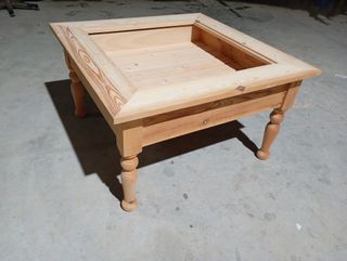 Mesa centro madera maciza rústica 1 cajón