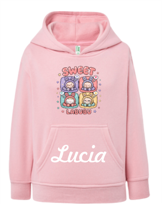 Sudadera rosa Labubu con dibujo