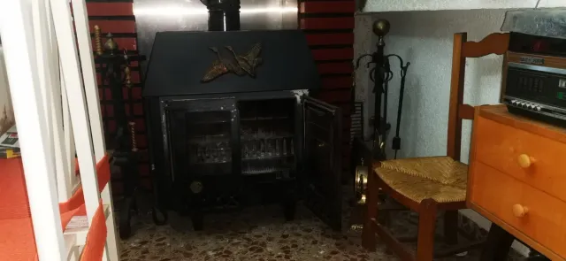 Estufa de leña metal y cristal