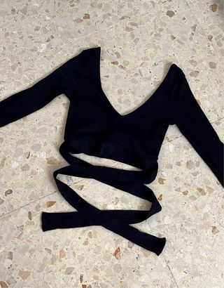 Top negro manga larga