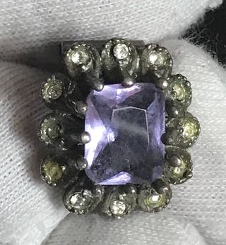 Broche Plata Amatista Rectangular