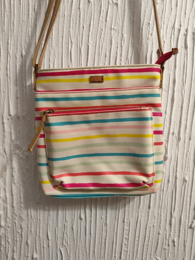 Bolso de hombro a rayas multicolor