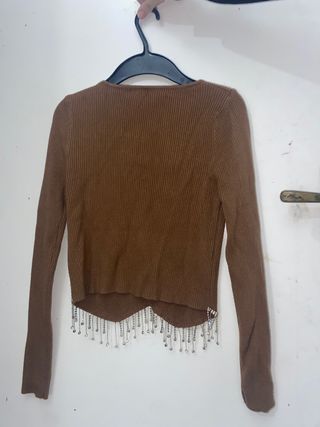 Camiseta marrón Cosmoda con piedritas