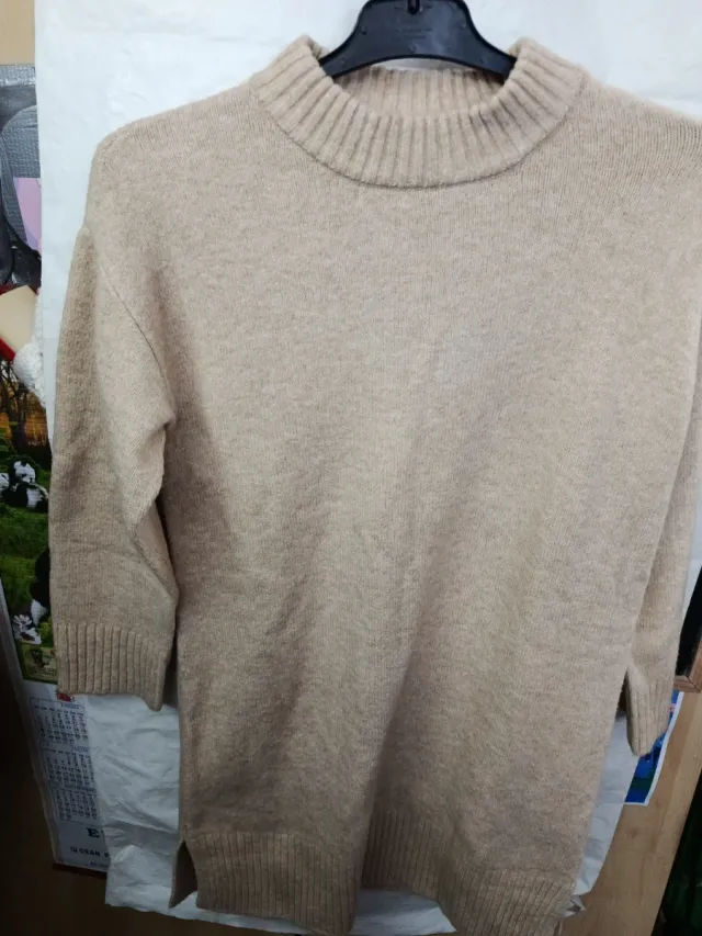 Vestido lana beige talla única