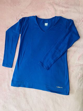 Camiseta USSAN manga larga escote V azul T S
