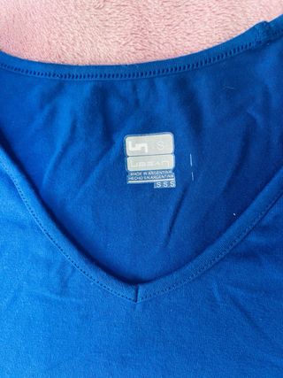 Camiseta USSAN manga larga escote V azul T S