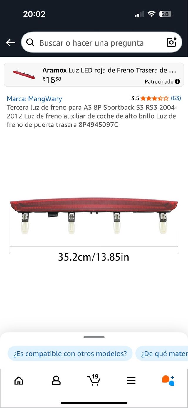 Tercera Luz de Freno Audi A3 8P Sportback