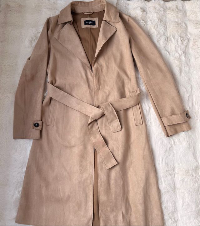 Gabardina efecto ante marrón