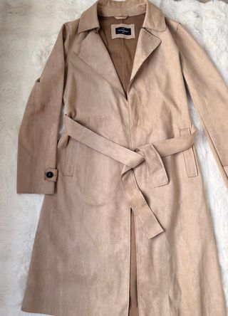 Gabardina efecto ante marrón