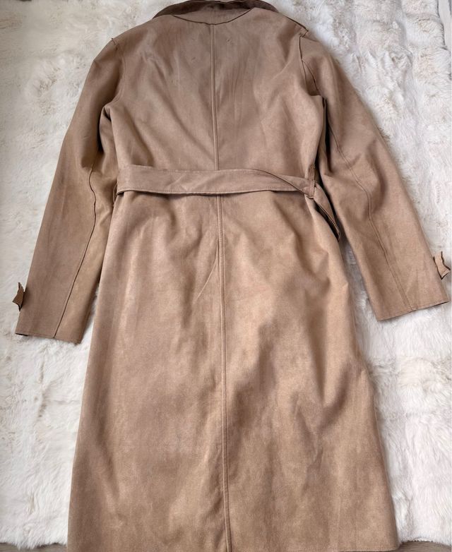 Gabardina efecto ante marrón