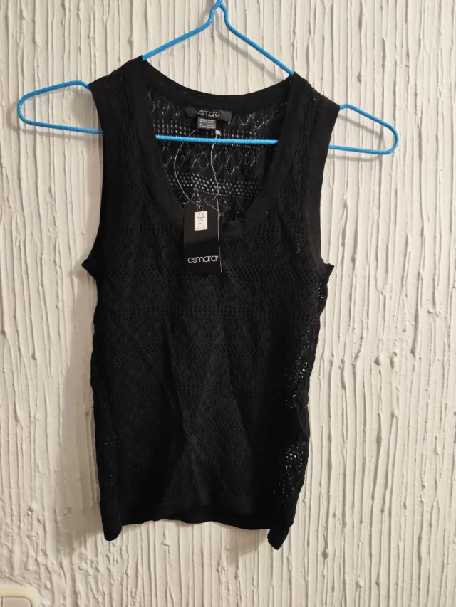 Blusa Esmara Negra Tejido Calado Talla M