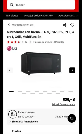 Microondas/horno LG SmartInverter 39L