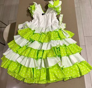 Vestido Flamenca Verde y Blanco 6/7 años