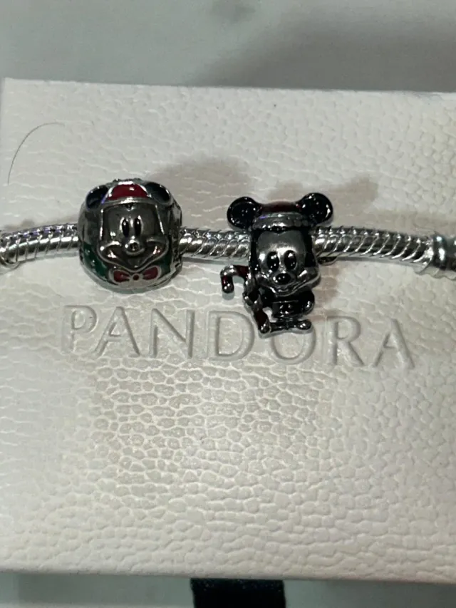 Lote navidad Pulsera Pandora con charms Mickey Mou