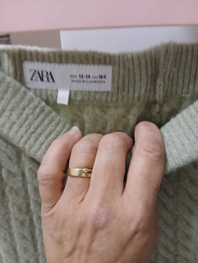 Conjunto Zara Jersey y Pantalón Tejido Verde T.13-