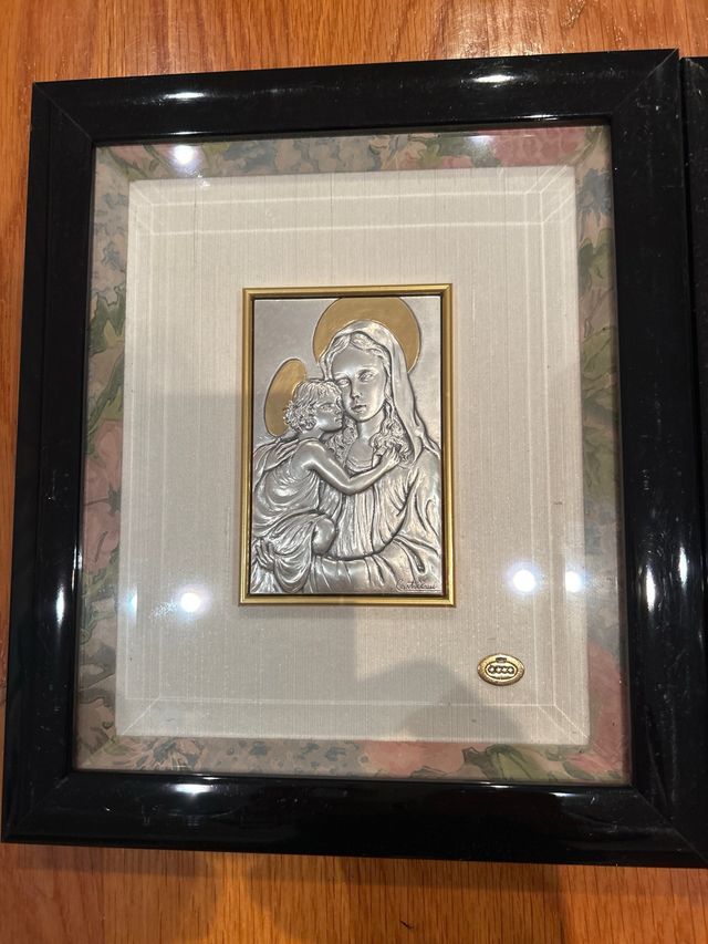 Pareja Cuadros Religiosos Plata Al 28,5 y an 24,5