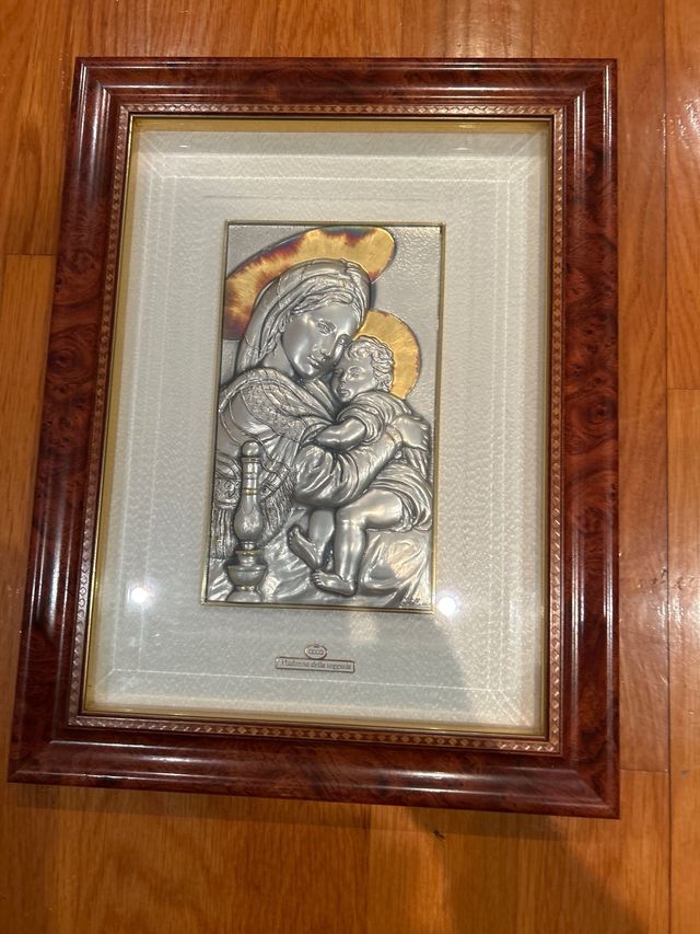 Cuadro de plata Virgen y Niño