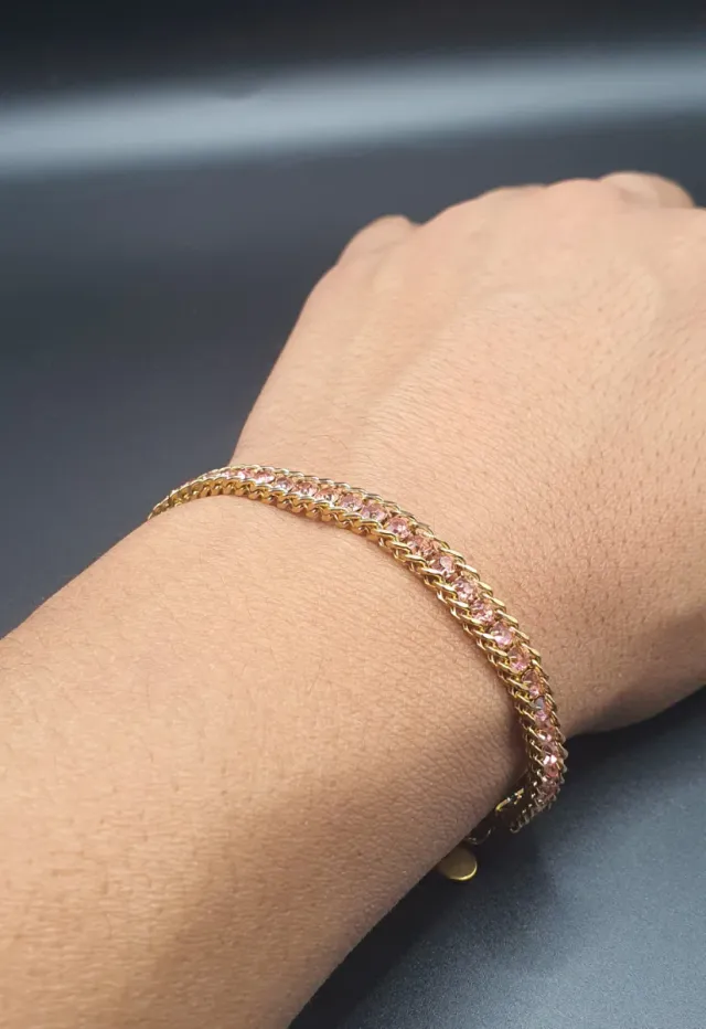 Pulsera chapada en oro 18k con piedras