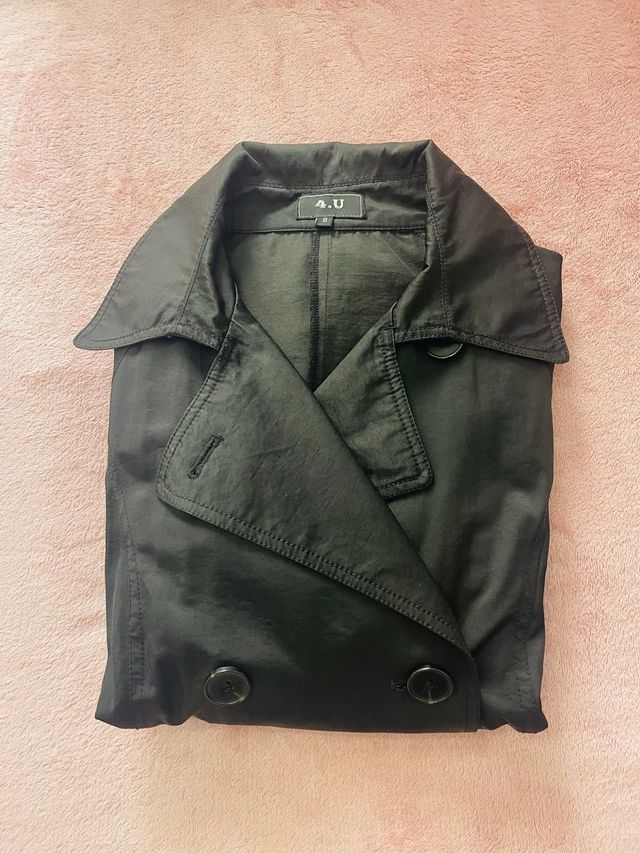 Gabardina Negra Impermeable Talle S/M