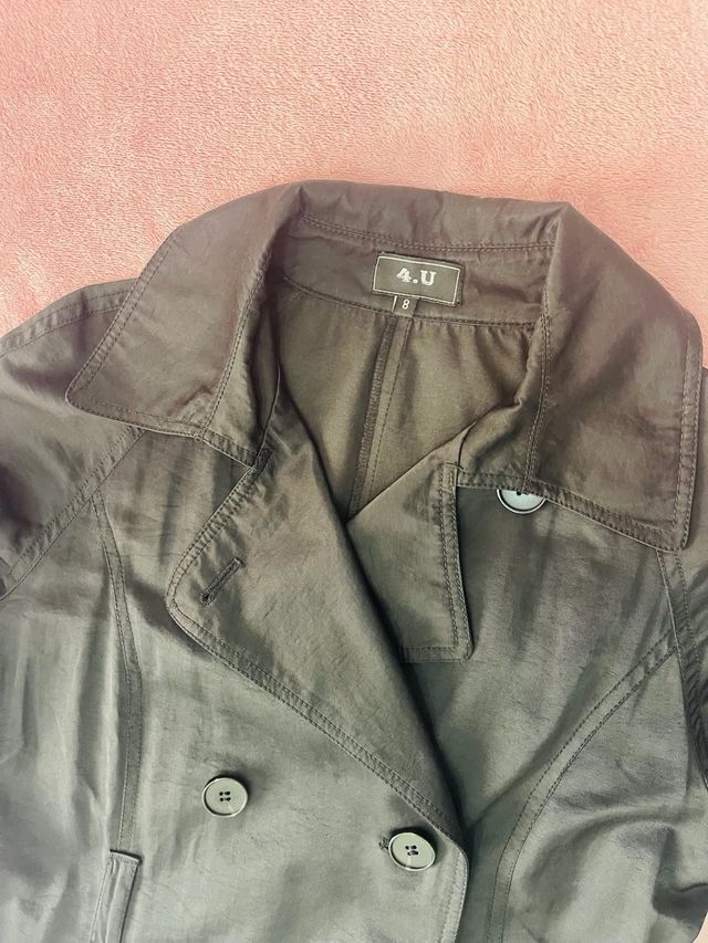 Gabardina Negra Impermeable Talle S/M