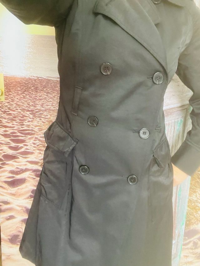 Gabardina Negra Impermeable Talle S/M