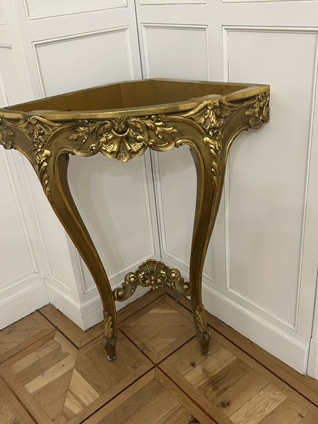 Tavolo consolle dorato in stile barocco