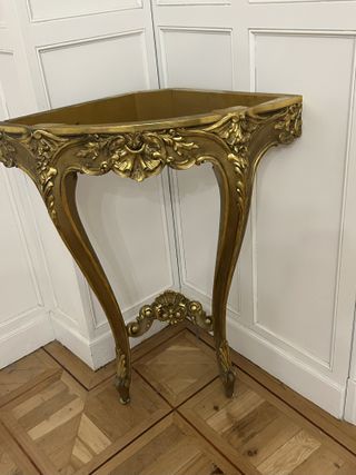 Tavolo consolle dorato in stile barocco