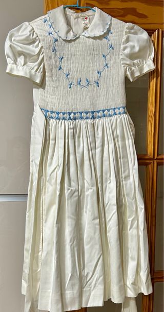 Vestido infantil raso y frunces, 9/10 años