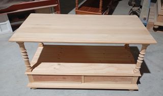 Mesa centro madera maciza 2 cajones