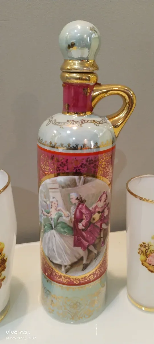 Conjunto licorera y vasos vintage porcelana