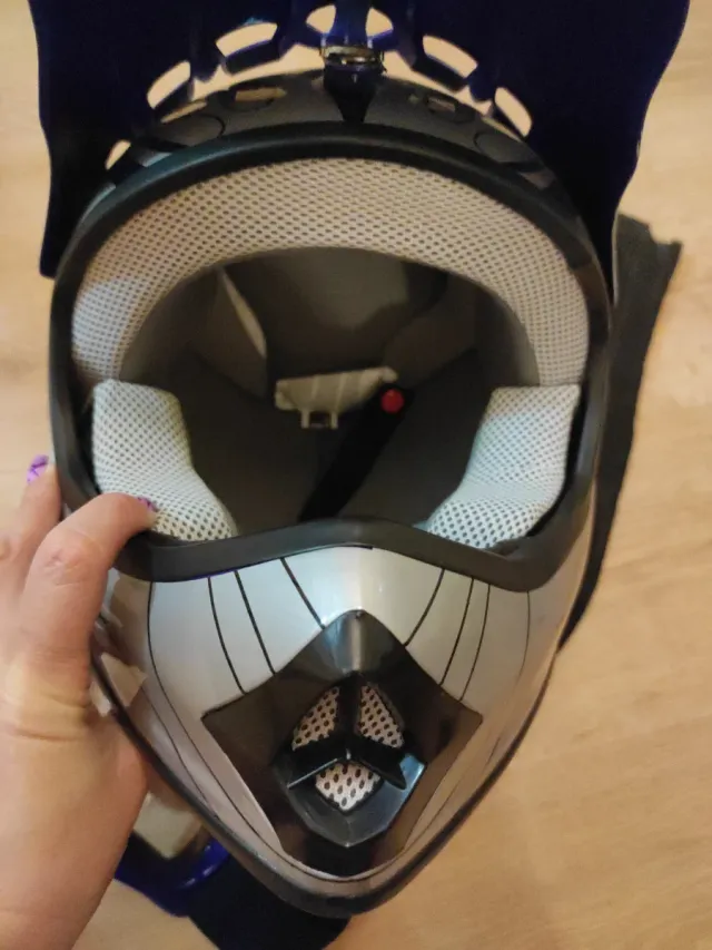 Casco Moto/Quad Infantil Azul Llamas 4-6 años