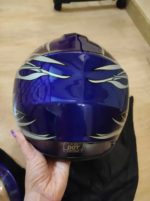 Casco Moto/Quad Infantil Azul Llamas 4-6 años