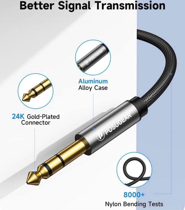 Cable POSUGEAR 6.35mm a 3.5mm Nylon Trenzado