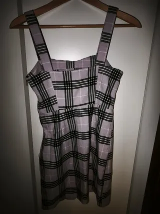 Vestito scozzese viola e nero