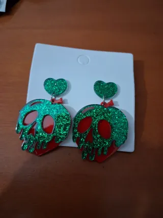 Pendientes Corazón Calavera Brillantes