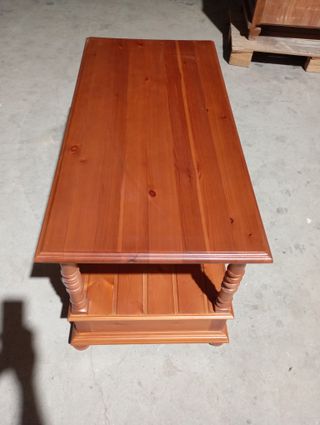 Mesa centro pintada madera maciza 2 cajones