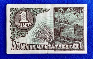 1 PESETA * TARADELL 1937 * NÚMERO MUY BAJO