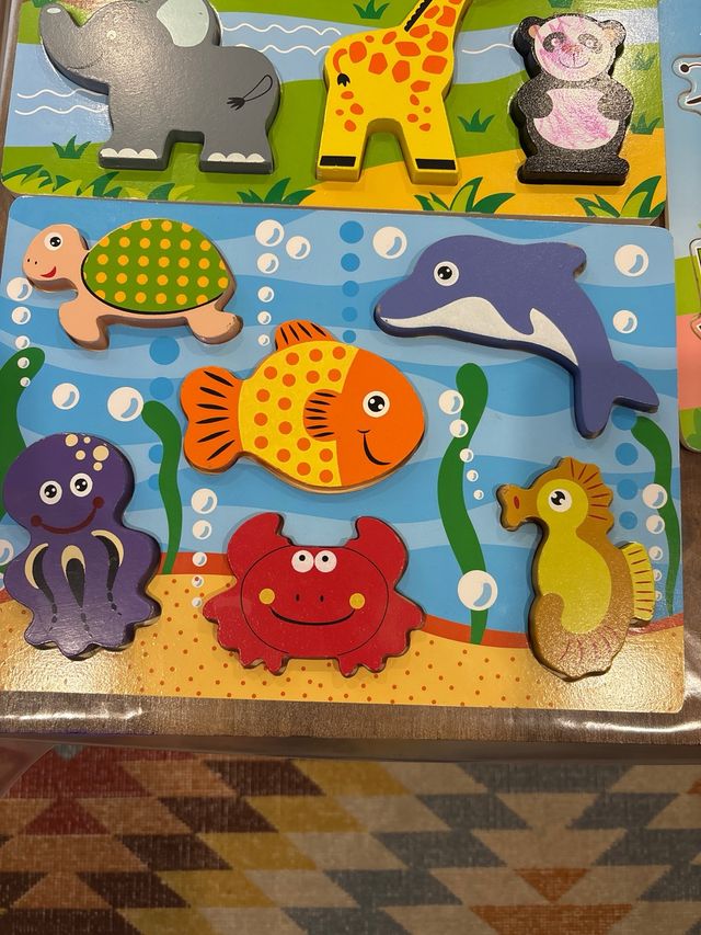 Puzzles Infantiles de Madera Animales y Números