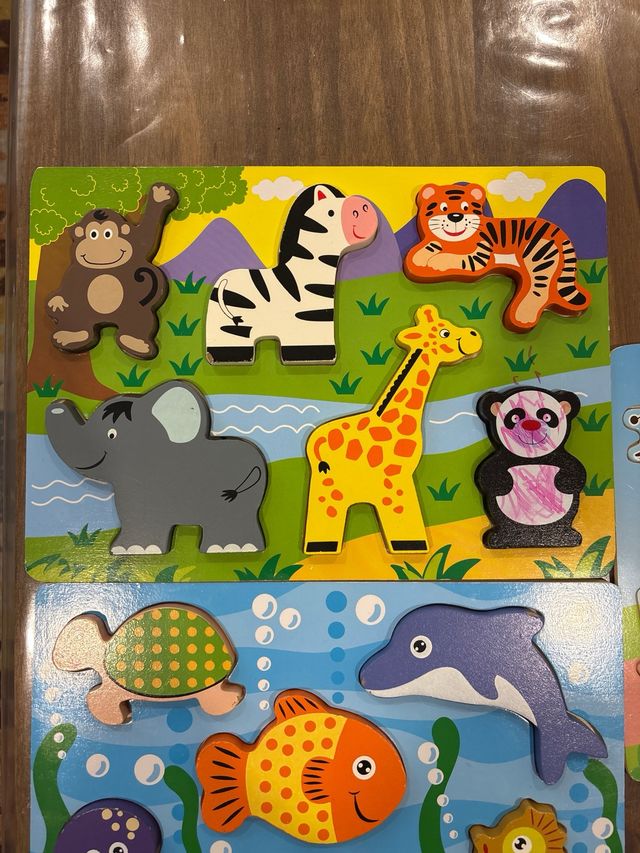Puzzles Infantiles de Madera Animales y Números