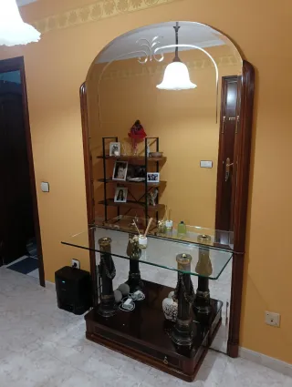 Mueble de entrada madera y cristal