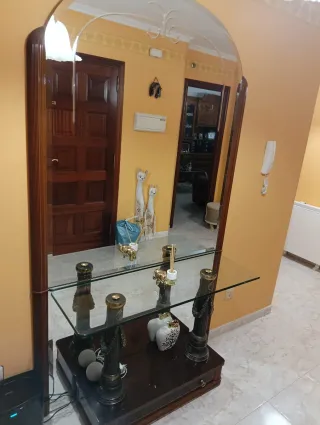 Mueble de entrada madera y cristal