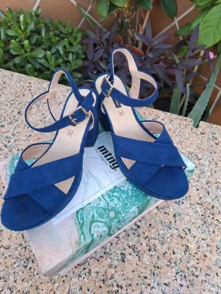 Sandalias Mustang Azul Tacon